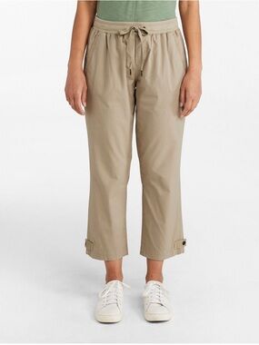 L.L.Bean Women’s Stretch Ripstop Pull-On Capri Tan/Beige Cargo Pants Sz M